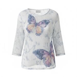 Butterfly Popcorn Mesh Overlay Shirt Y2K Festival Beach Cover Up Hippie Boho M/L